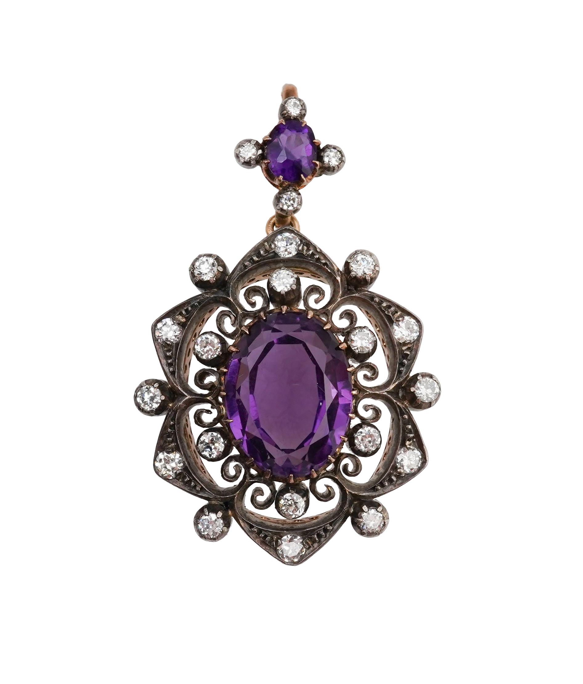 A Victorian amethyst and diamond pendant, late 19th century